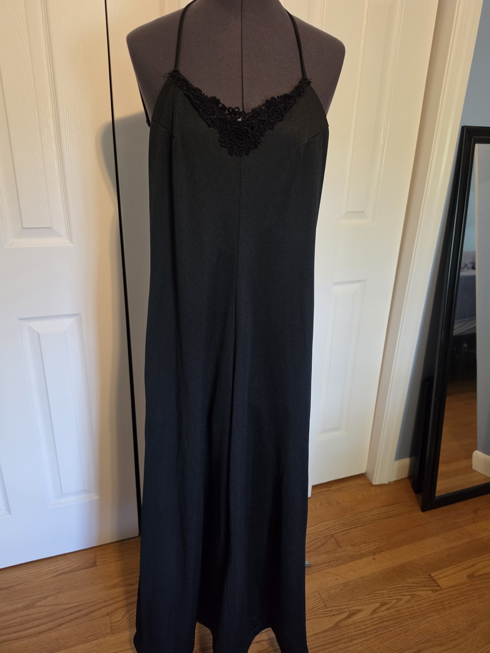 Vintage Black Lace-Trim 70s Jumpsuit